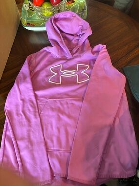 Under Armour Women's  Pink Louse Coup Cowl Neck Hooded Pullover with Logo Size M